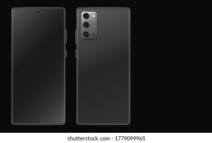 Black Smartphone Isolate on black background.