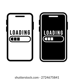 Ícones de carregamento do smartphone preto adequados para telas de buffer, indicadores de espera, exibições de progresso e ferramentas de processamento móvel.