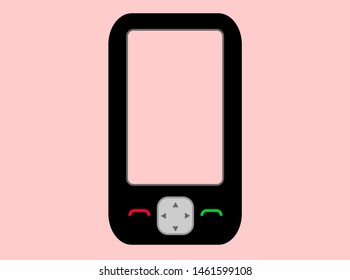 Black Smartphone Or Mobile With Large Screen And Dial Touch Keys. Editable Vector Art For Technological Uses.