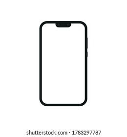 Black smartphone, mobile phone with blank screen isolated on white background. Vector illustration