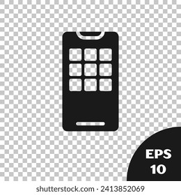 Black Smartphone, mobile phone icon isolated on transparent background.  Vector Illustration