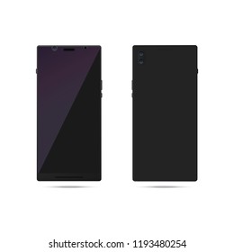 Black smartphone mock up. Front and back view device mockup.