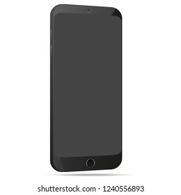 Black smartphone mockup with blank screen.