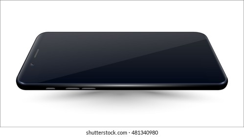 Black Smartphone mockup isolated on white background. Vector illustration.