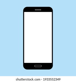 black smartphone mockup on blue background, vector