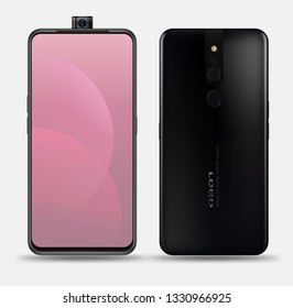 Black smartphone mockup transparent screen for easy place demo application and game.