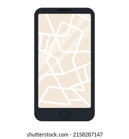 Smartphone negro con mapa del navegador de estilo plano
