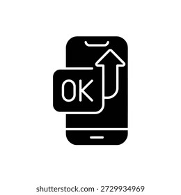 black smartphone with ok button and arrow