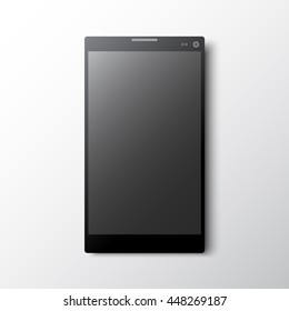 Black smartphone on white background. Phone. Vector illustration.