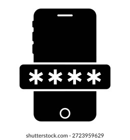 Smartphone negro con protección de Contraseña sobre fondo blanco para conceptos de seguridad y tecnología