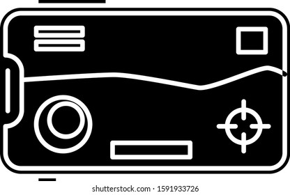 Black Smartphone and playing in game icon isolated on white background. Mobile gaming concept.  Vector Illustration