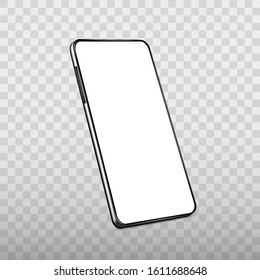Black smartphone template, blank display, mobile gadget, cellphone frame, modern mobile device, vector icon, mockup.