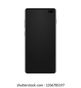 Black smartphone template with blank screen.