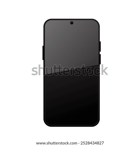 Black smartphone template with dark screen on white background