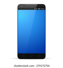 Black Smartphone Template Mockup Display Screen. Isolated On White Background. Ready For Your Design. Vector EPS10 