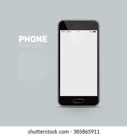 Black Smartphone Template On Blue Background.