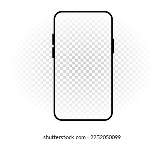 Schwarze Smartphone-Vorlage mit transparentem Bildschirm auf weißem Hintergrund Mock-Leer-Bildschirm-Gerätegrafik