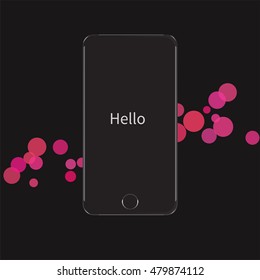 Black smartphone with touch screen on the grey background. stock vector illustration eps10