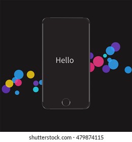 Black smartphone with touch screen on the grey background. stock vector illustration eps10
