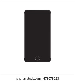 Black smartphone with touch screen on the grey background. stock vector illustration eps10