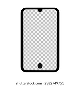Black smartphone with transparent screen isolated on white background. Mobile phone. Vector illustration.