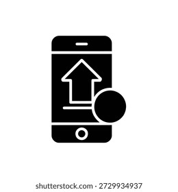 smartphone preto com botão de carregamento na tela