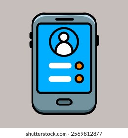 black smartphone vector design illustrator with a blue profile display.