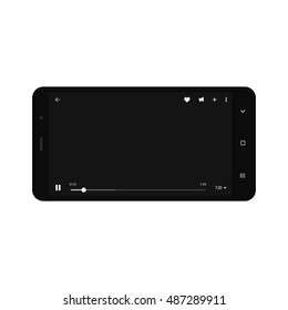 Black smartphone with web video player on the screen. Modern design. Vector illustration. EPS10.