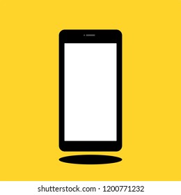 black smartphone with white blank screen