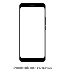 black smartphone with white blank screen display isolated on white background. vector illustration
