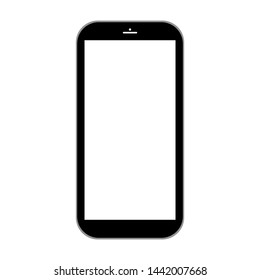 black smartphone with white blank screen isolated on white background. vector illustration