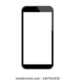 smartphone negro con pantalla en blanco aislado en fondo blanco. ilustración vectorial