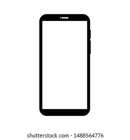 black smartphone with white blank screen and front camera for selfie isolated on white background. vector illustration 