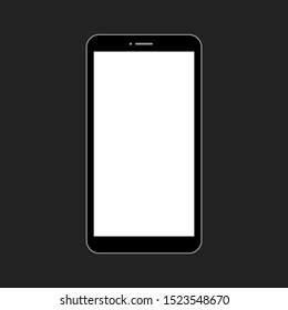 black smartphone with white blank screen display on black background. vector illustration