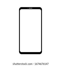 black smartphone with white blank screen isolated on white background. vector illustration