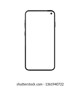 Black smartphone with white empty touch screen and camera, phone - stock vector