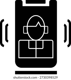 Smartphone preto com fone de ouvido branco e contorno de tela