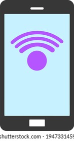 Black smartphone with white screen, menu button and camera, vector eps10. Smartphone mobile phone black color top view. Black Smartphone top, isolated on white.