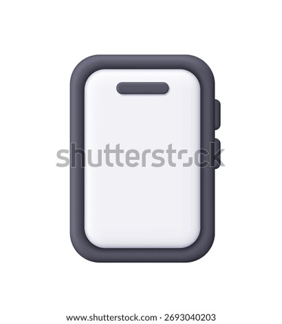 Black smartphone with white screen. Technology, communication, mobile app and digital device concept. 3d vector icon. Cartoon minimal style.