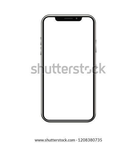Black smartphone with white touch screen - stock vector