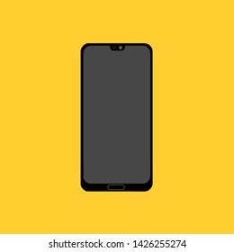 black smartphone with yellow background