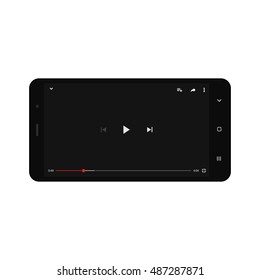 Black Smartphone With YouTube Player On The Screen. Modern Design. Vector Illustration. EPS10.