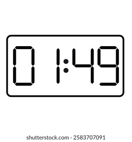 Black smartwatch countdown timer displaying 01:49 with outline rectangle round isolated on a white background.