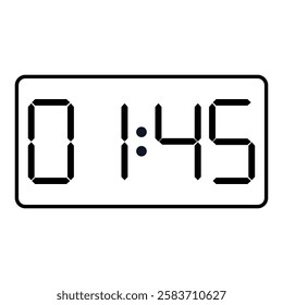 Black smartwatch countdown timer displaying 01:45  with outline rectangle round isolated on a white background.