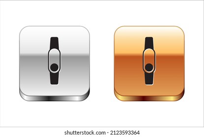 Schwarz Smart-Uhr-Symbol einzeln auf weißem Hintergrund. Fitness App Konzept. Knöpfe mit Silber und Gold. Vektorgrafik