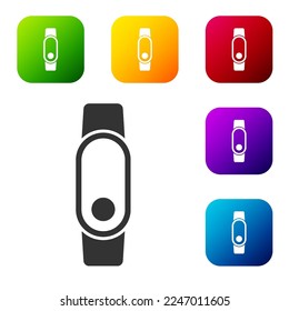 Black Smartwatch icon isolated on white background. Set icons in color square buttons. Vector