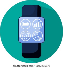 Black smartwatch, illustration, vector, on a white background.