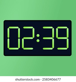 Black smartwatch interface displaying 02:39 vector on a green background