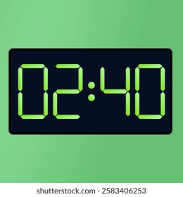 Black smartwatch interface displaying 02:40 vector on a green background