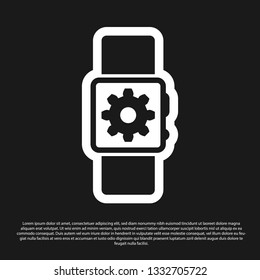 Black Smartwatch setting icon isolated on black background. Smart watch settings. Vector Illustration